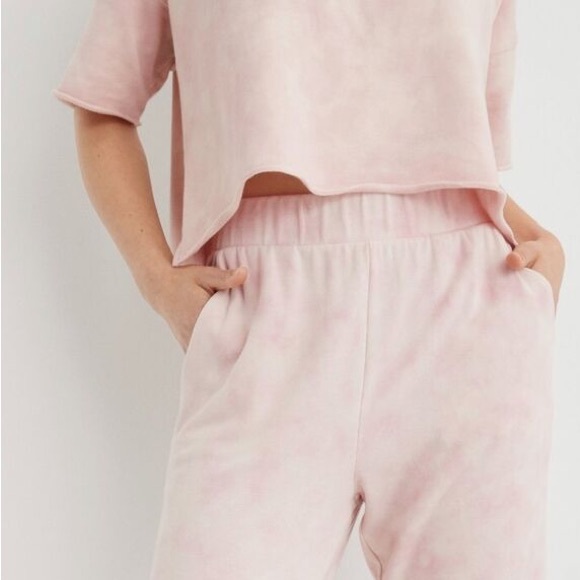 Aerie Sunset Terry Fleece Cropped Short Sleeve Sweatshirt XXL NWT - Picture 2 of 2